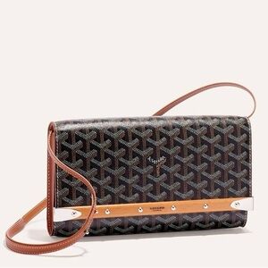 BRAND NEW Goyard Black and Brown Clutch with Geometric Pattern